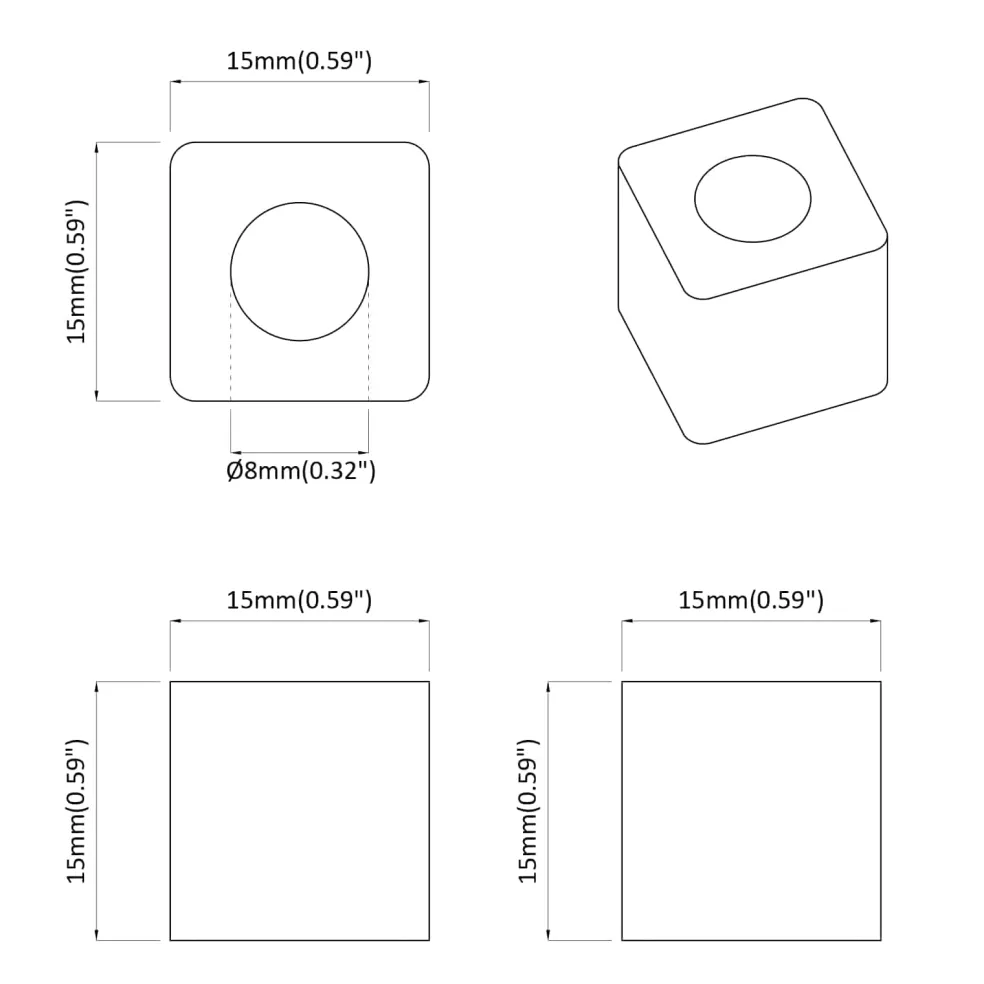vidaXL Ladehouder 2 st Zwart 15 x 15 x 15mm PP Copolymeer