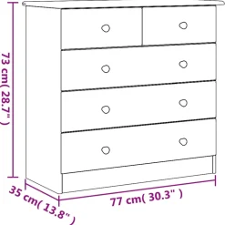 vidaXL Ladekast ALTA 77x35x73 cm massief grenenhout