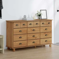 vidaXL Ladekast ASKIM Bruin 79 x 40 x 133,5 cm Massief grenenhout