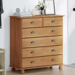 vidaXL Ladekast ASKIM Bruin 91 x 40 x 95,5 cm Massief grenenhout