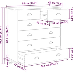 vidaXL Ladekast ASKIM Bruin 91 x 40 x 95,5 cm Massief grenenhout