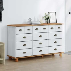 vidaXL Ladekast ASKIM Wit 79 x 40 x 133,5 cm Massief grenenhout