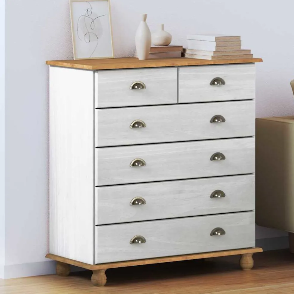 vidaXL Ladekast ASKIM Wit 91 x 40 x 95,5 cm Massief grenenhout