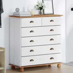 vidaXL Ladekast ASKIM Wit 91 x 40 x 95,5 cm Massief grenenhout