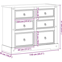 vidaXL Ladekast Corona 110x43x91 cm massief grenenhout