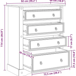 vidaXL Ladekast Corona 92x48x114 cm massief grenenhout