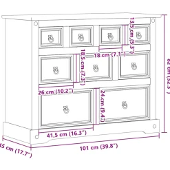 vidaXL Ladekast Corona 101x45x82 cm massief grenenhout