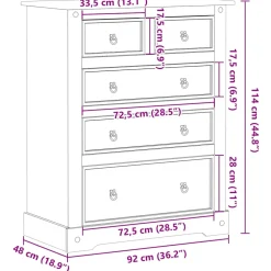 vidaXL Ladekast Corona 92x48x114 cm massief grenenhout