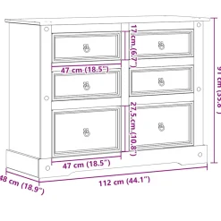 vidaXL Ladekast Corona 112x48x91 cm massief grenenhout