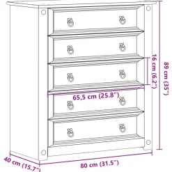 vidaXL Ladekast Corona 80x40x89 cm massief grenenhout