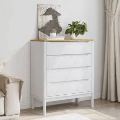 vidaXL Ladekast FLORO massief grenenhout wit