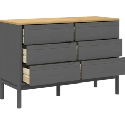 vidaXL Ladekast FLORO massief grenenhout grijs