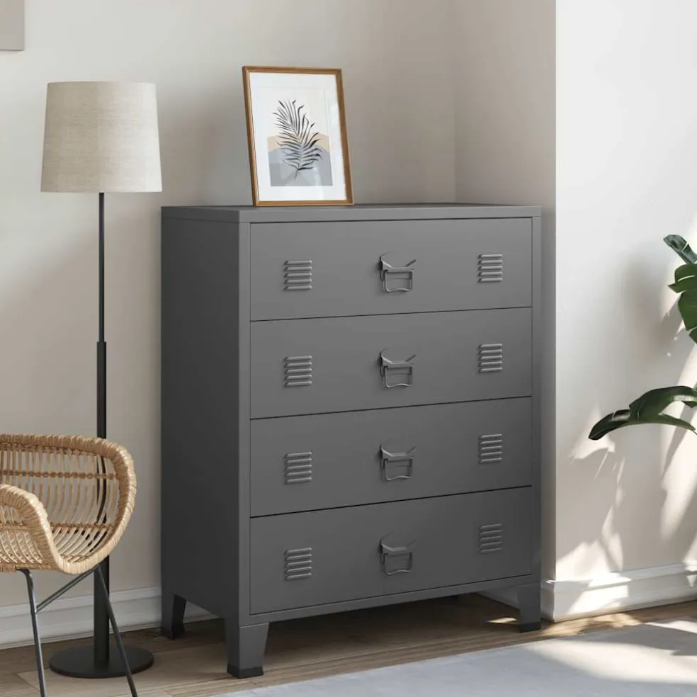 vidaXL Ladekast industrieel 78x40x93 cm metaal antracietkleurig