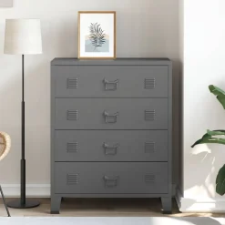 vidaXL Ladekast industrieel 78x40x93 cm metaal antracietkleurig