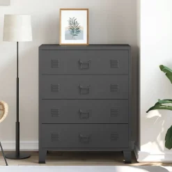 vidaXL Ladekast industriële stijl 78x40x93 cm metaal zwart