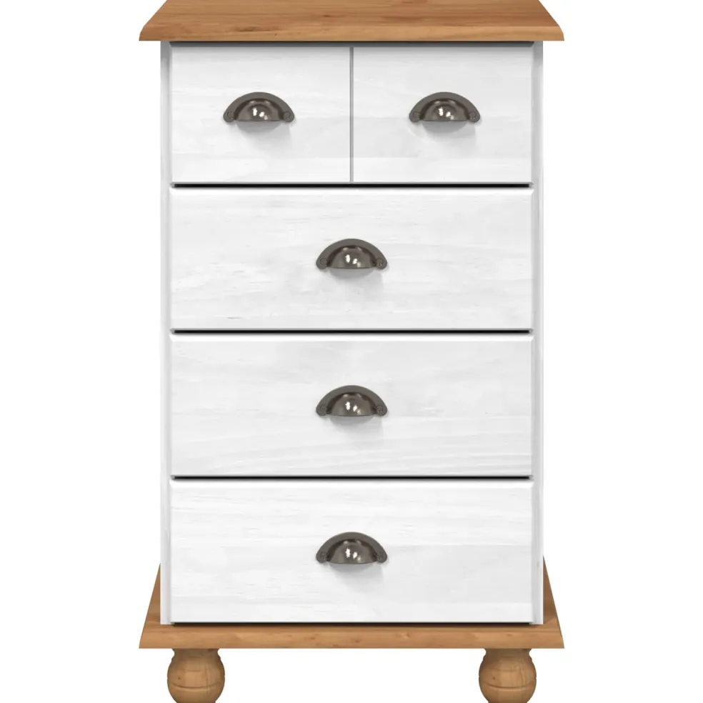 vidaXL Ladekast 5-Lade ASKIM Wit 48,5 x 40 x 79 cm Massief grenenhout