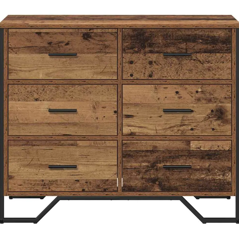 vidaXL Ladekast 6-Lade Oudhout 91 x 35,5 x 74,5 cm