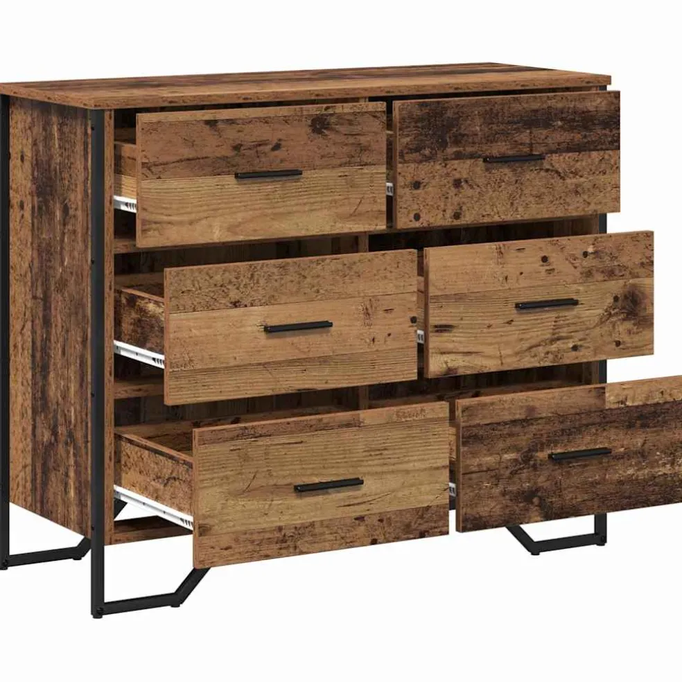vidaXL Ladekast 6-Lade Oudhout 91 x 35,5 x 74,5 cm