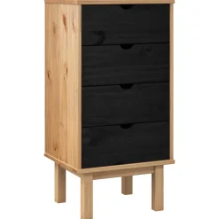 vidaXL Ladekast met lade OTTA Zwart 45 x 39 x 90 cm Massief grenenhout