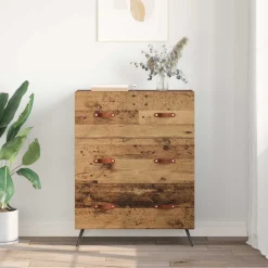 vidaXL Ladekast met lade Oudhout 69,5 x 34 x 90 cm Geconstrueerd hout