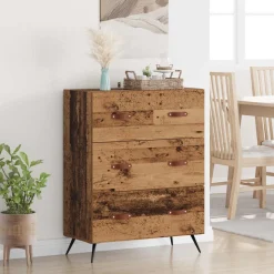 vidaXL Ladekast met lade Oudhout 69,5 x 34 x 90 cm Geconstrueerd hout