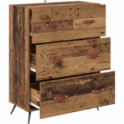 vidaXL Ladekast met lade Oudhout 69,5 x 34 x 90 cm Geconstrueerd hout