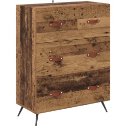vidaXL Ladekast met lade Oudhout 69,5 x 34 x 90 cm Geconstrueerd hout