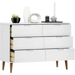 vidaXL Ladekast MOLDE 113x40x80 cm massief grenenhout wit