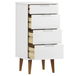 vidaXL Ladekast MOLDE 40x35x82 cm massief grenenhout wit