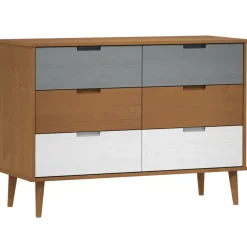 vidaXL Ladekast MOLDE 113x40x80 cm massief grenenhout bruin