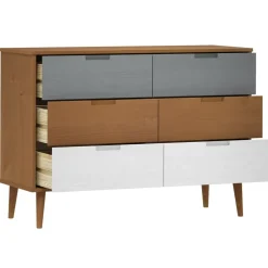 vidaXL Ladekast MOLDE 113x40x80 cm massief grenenhout bruin