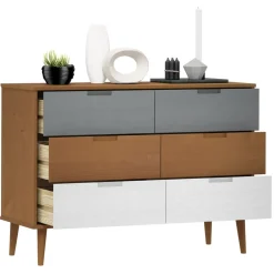 vidaXL Ladekast MOLDE 113x40x80 cm massief grenenhout bruin