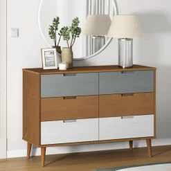 vidaXL Ladekast MOLDE 113x40x80 cm massief grenenhout bruin