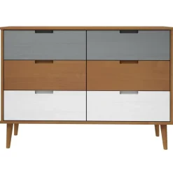 vidaXL Ladekast MOLDE 113x40x80 cm massief grenenhout bruin