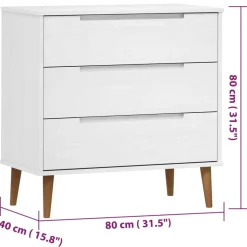 vidaXL Ladekast MOLDE 113x40x80 cm massief grenenhout bruin
