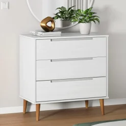 vidaXL Ladekast MOLDE 80x40x80 cm massief grenenhout wit