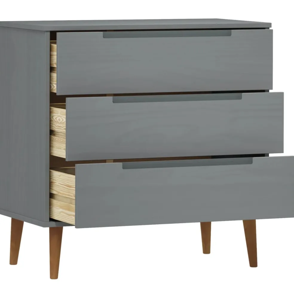 vidaXL Ladekast MOLDE 80x40x80 cm massief grenenhout grijs