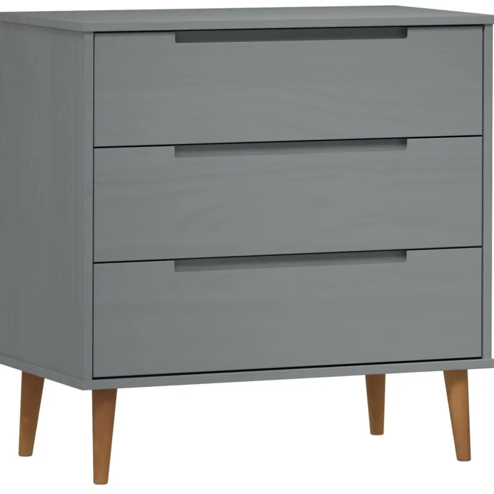 vidaXL Ladekast MOLDE 80x40x80 cm massief grenenhout grijs