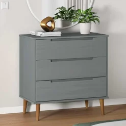 vidaXL Ladekast MOLDE 80x40x80 cm massief grenenhout grijs