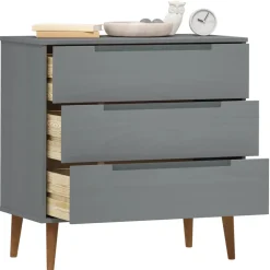 vidaXL Ladekast MOLDE 80x40x80 cm massief grenenhout grijs