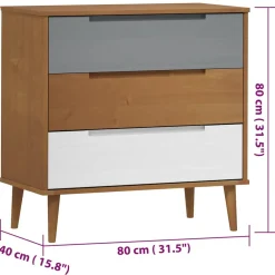 vidaXL Ladekast MOLDE 80x40x80 cm massief grenenhout bruin