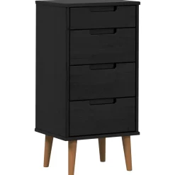 vidaXL Ladekast MOLDE Zwart 40 x 35 x 82 cm Massief grenenhout