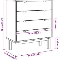 vidaXL Ladekast OTTA 76,5x39,5x90 cm massief grenenhout