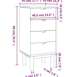 vidaXL Ladekast OTTA 45x39x90 cm massief grenenhout