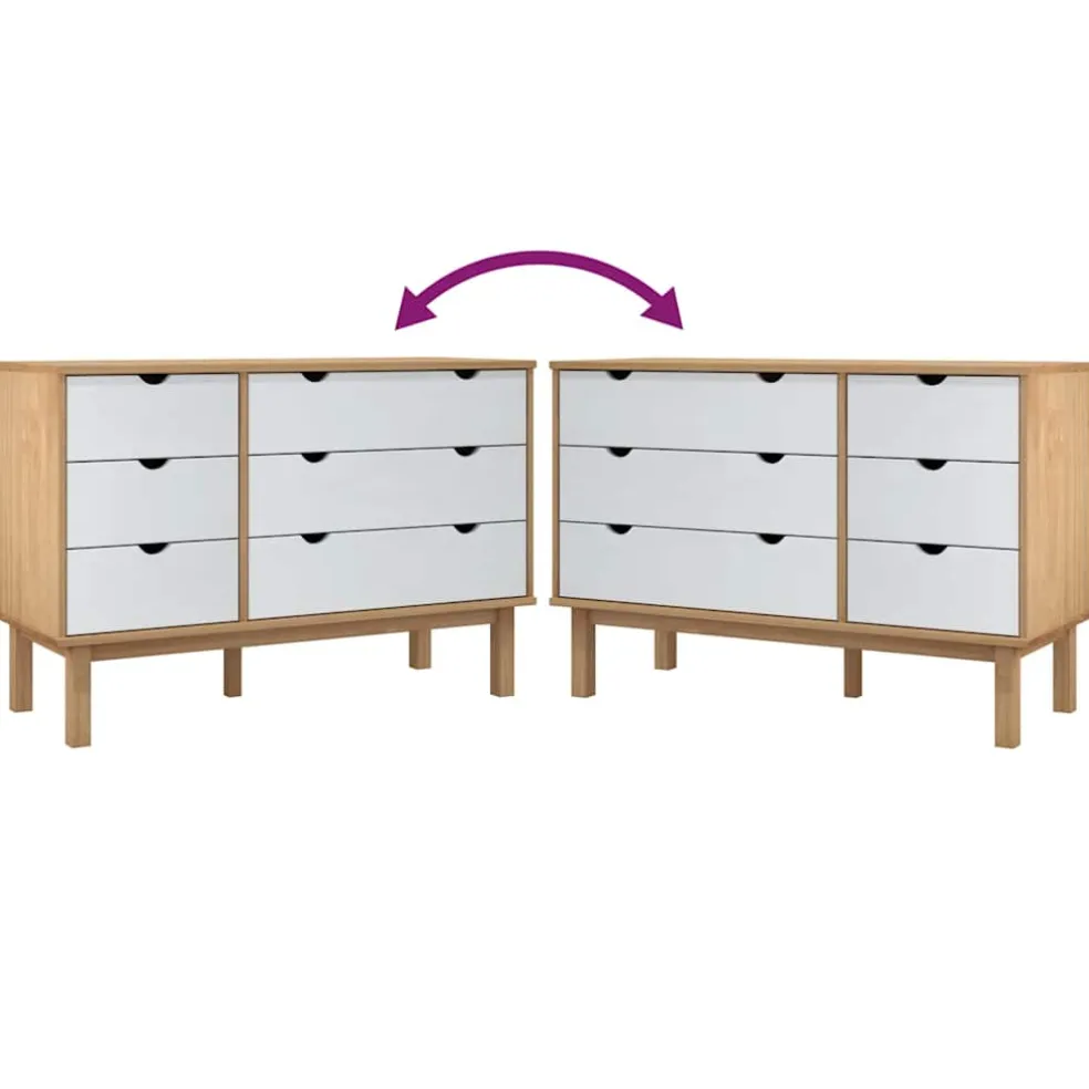 vidaXL Ladekast OTTA 111x43x73,5 cm massief grenenhout bruin en wit