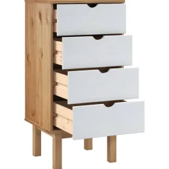 vidaXL Ladekast OTTA 45x39x90 cm massief grenenhout bruin en wit
