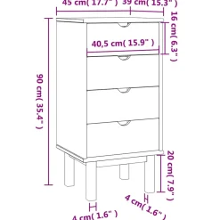 vidaXL Ladekast OTTA 45x39x90 cm massief grenenhout bruin en grijs