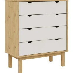 vidaXL Ladekast OTTA 76,5x39,5x90 cm massief grenenhout bruin en wit