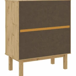 vidaXL Ladekast OTTA 76,5x39,5x90 cm massief grenenhout bruin en wit