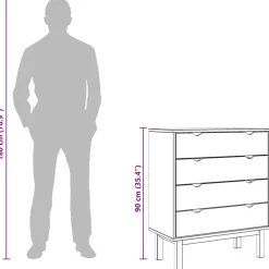 vidaXL Ladekast OTTA 76,5x39,5x90 cm massief grenenhout bruin en wit